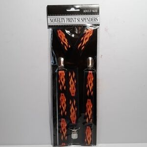 Adult novelty biker Harley print suspenders new
